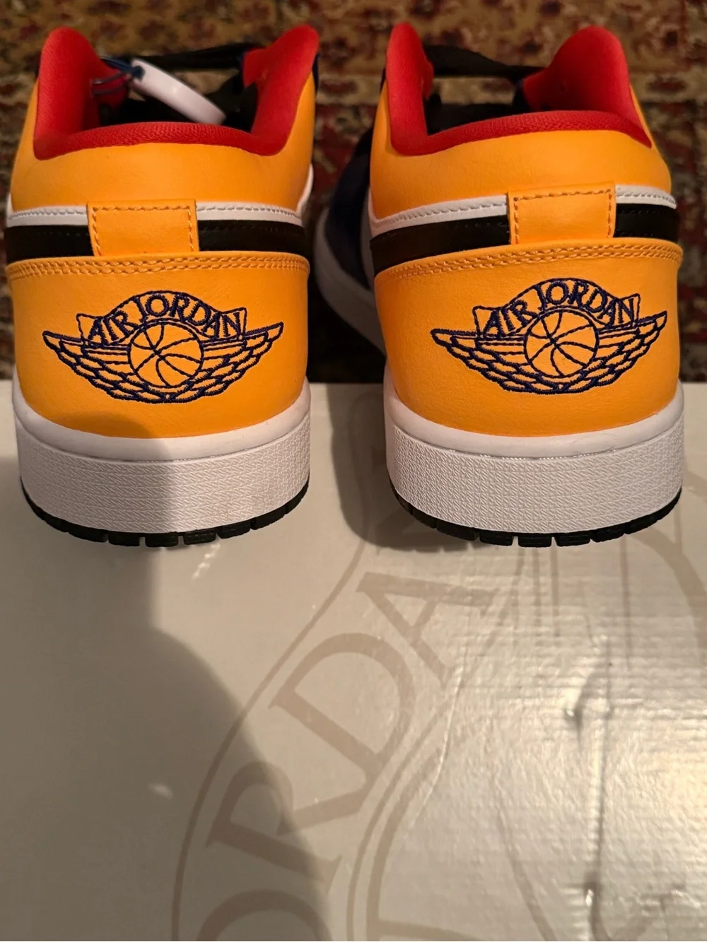 Jordan 1 Low Royal Yellow — White / Blue / Orange